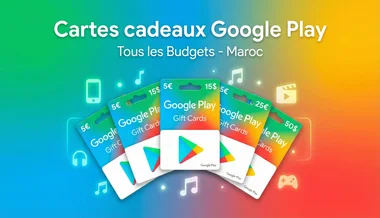 Bannière cartes Google Play en euros et dollars au Maroc eGiftMaroc