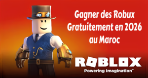 Méthodes sûres pour gagner des Robux gratuitement en 2025 au Maroc, illustration d’un joueur Roblox obtenant des Robux légalement.